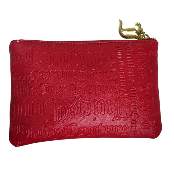 JUICY COUTURE Red Signature Cosmetic Bag/ Small Zip Bag - Picture 3 of 5
